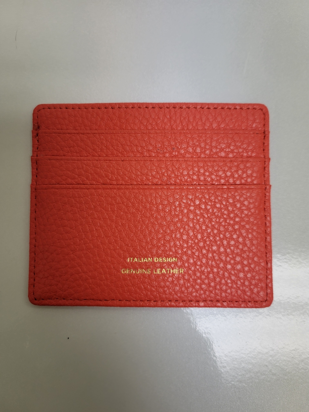 Campo Marzio Leather ID/Document Holder Card Case, Solid Pink/Orange Women